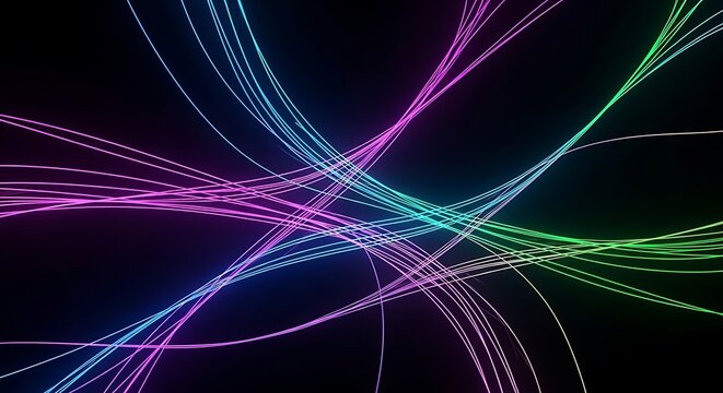 Intersecting Neon Lines Abstract Background glowing - Powered by Adobe