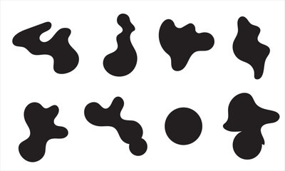 Abstract black gradient fluid organic shapes.  Collection of vibrant fluid gradient blobs with soft edges, ideal for modern design, backgrounds, branding elements, and creative digital artwork.


