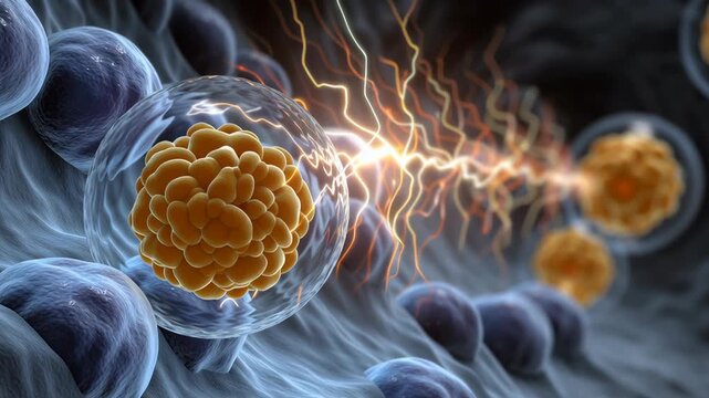 Bioenergetics concept ,Cell membrane glucose energy electricity biology science molecule medical dynamic metabolism structure vibrant health