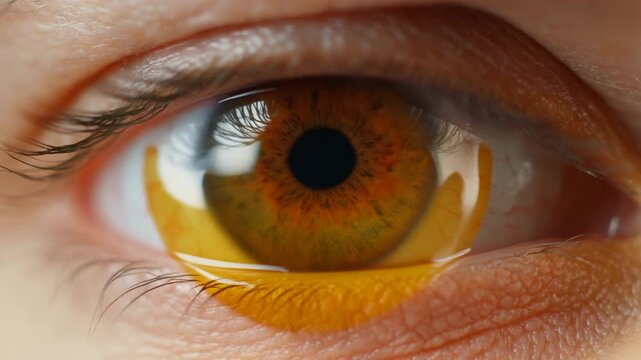 Extreme close-up of an eye and tear film evaporating