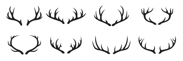 set of black isolated icons horns label