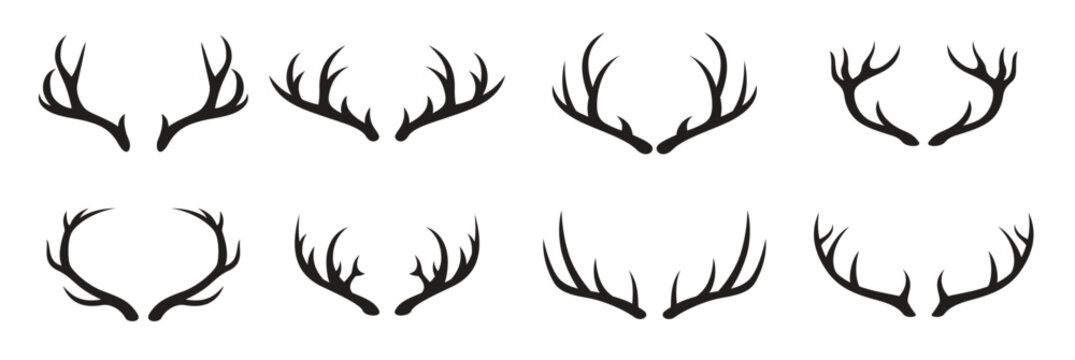 set of black isolated icons horns label