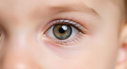 Fototapeta premium Detailed close-up of a human eye with hazel iris and visible eye