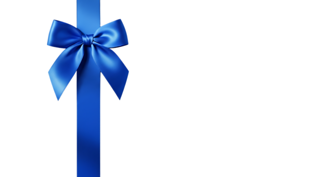 Elegant blue satin ribbon bow isolated on transparent background - Powered by Adobe