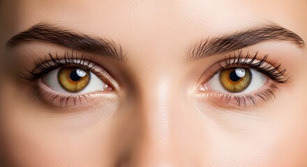 Obraz premium Hazel Eyes Close-Up Beauty Eyelashes, Eyebrows, and Flawless Ski