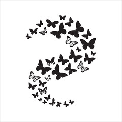 Butterfly Spiral Silhouette – Decorative Flying Butterfly Vector Design