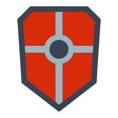 war shield fight protection defense flat color vector illustration template design