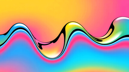 Vibrant gradient liquid waves with dynamic black outlines