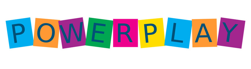 The word powerplay in colorful blocks isolated on transparent background