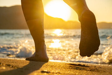 Running along the beach at sunset creates a peaceful and joyful moment for relaxation and reflection