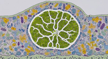 Lichen commensal microbes surrounding algal-fungal core