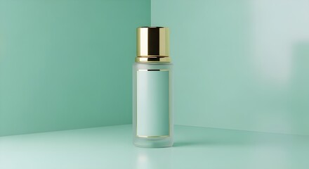 Mint green luxury skincare bottle mockup with blank label