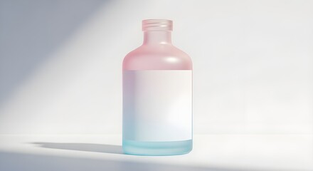 Frosted luxury bottle mockup with pastel gradient background