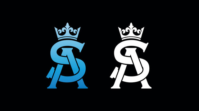Elegant monogram sa with crown logo design