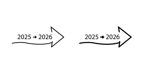 2025 to 2026 Year Change Arrow Icon | New Year Transition Vector Symbol