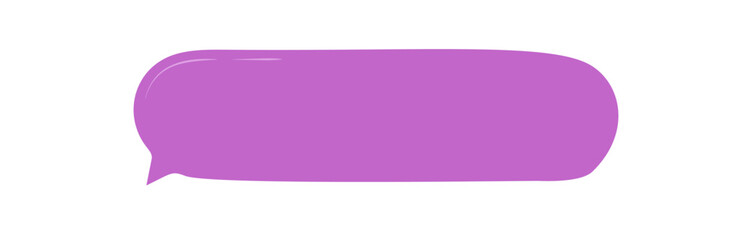 Fototapeta premium Hand drawn purple sticker bubble with organic rectangle shape and patch. Speech balloon forms a chat box for talk and message design, providing a unique patch for comment communication.