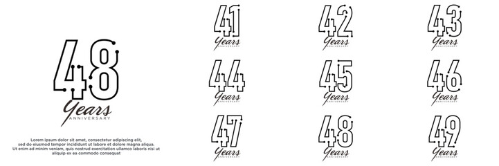 Set of anniversary logo with black color for celebration event