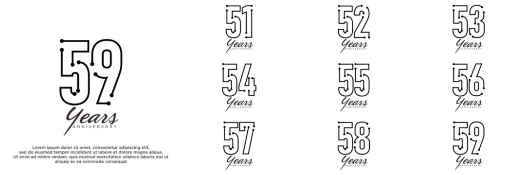 Set of anniversary logo with black color for celebration event