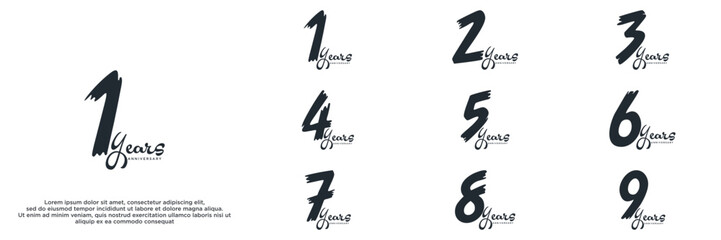 Set of anniversary logo with black color for celebration event