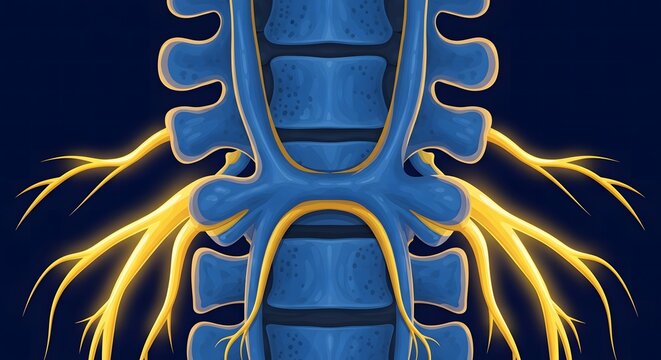Stress and nervous system health, Spinal cord nerves , Spinal Cord Illustration with Nerves, Vertebrae, and Nervous Sys