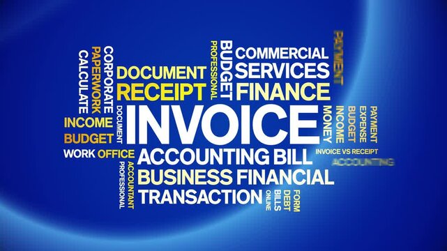 invoice animated word cloud-text design animation tag kinetic typography seamless loop.