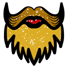 Hand drawn beard and mustache graffiti with colorful grunge texture