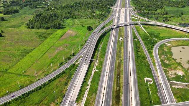 Aerial view bridge intersection between the highway numbers 290 and 304 Nakhon Ratchasima