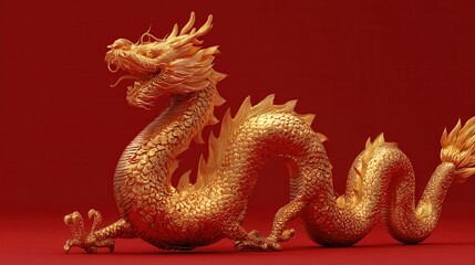 Obraz premium golden dragon entwined with the year 2026 on a red background 2026