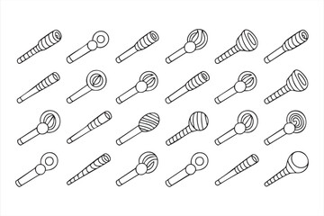 Minimalist whistle vector pack with striped, round, and patterned styles