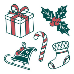 set of christmas icons