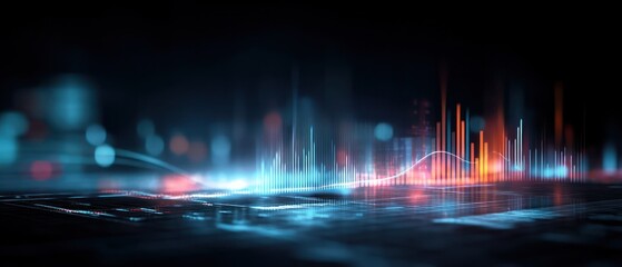 Naklejka premium Abstract data visualization with neon lines