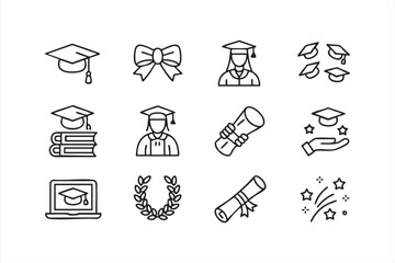 Scholarly success and education icons for academic branding and materials
