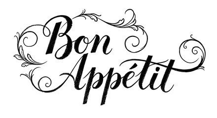 Rustic Charcoal Handwriting Calligraphy Bon Appetit for Wedding Menu