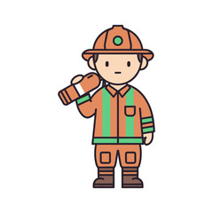 Obraz premium Cartoon Firefighter Holding a Flashlight Ready for Action.
