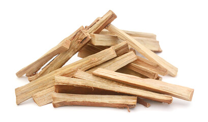 Stack of firewood on white