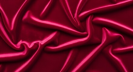 Luxurious Ruby Red Silk Fabric with Smooth and Graceful Drape Texture