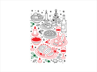 Obraz premium Nordic Holiday Lineart Scandinavian inspired Christmas 