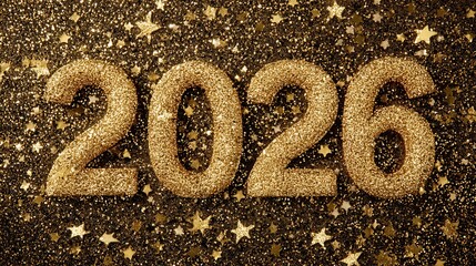 golden happy new year 2026 celebration with sparkling confetti and elegant typography on a luxurious textured background perfect for festive greetings and event announcements 2026