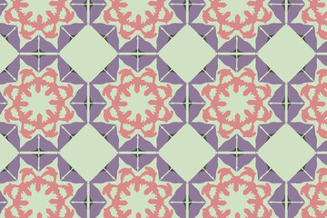 A soft pastel geometric patchwork design, great for charming baby blankets or artisanal craft paper.