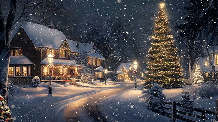 Personalized Christmas Scene Canvas 