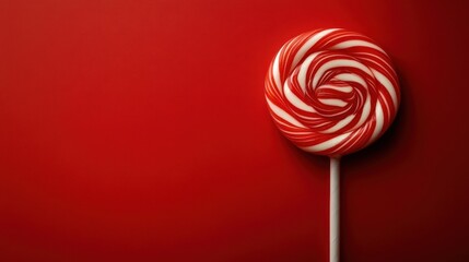 Red background with a swirl lollipop.