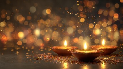 warm glowing diyas illuminate a festive night with bokeh lights 2026