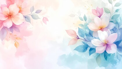 Exquisite watercolor floral background delicate blooms for elegant design and nature inspired art.