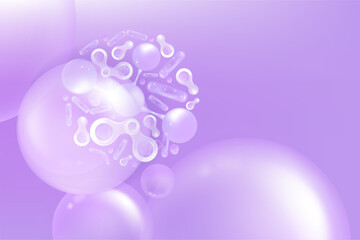 Probiotic and Hyaluronic acid skin solutions ad, purple collagen, and vitamin serum drops, cosmetic advertising background ready to use, illustration vector.