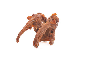 Fototapeta premium Marinated Duck Feet with Spicy Salt and Pepper Seasoning on White Background