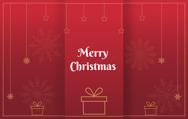 Fototapeta premium Christmas gold red star snow gift box landscape