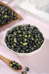 Black Beans with Five Spices and Salt in Bowl - Healthy Cooking Ingredient