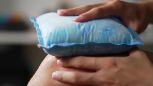 Applying a Cold Pack to Soothe Pain and Provide Relief for an Aching Leg or Sore Muscle