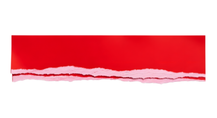 Vibrant red ripped paper strip with a rough, textured edge, dynamic border