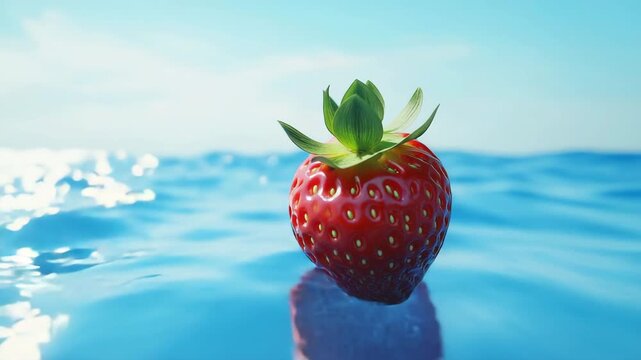 いちごが浮かぶ青い幻想の海